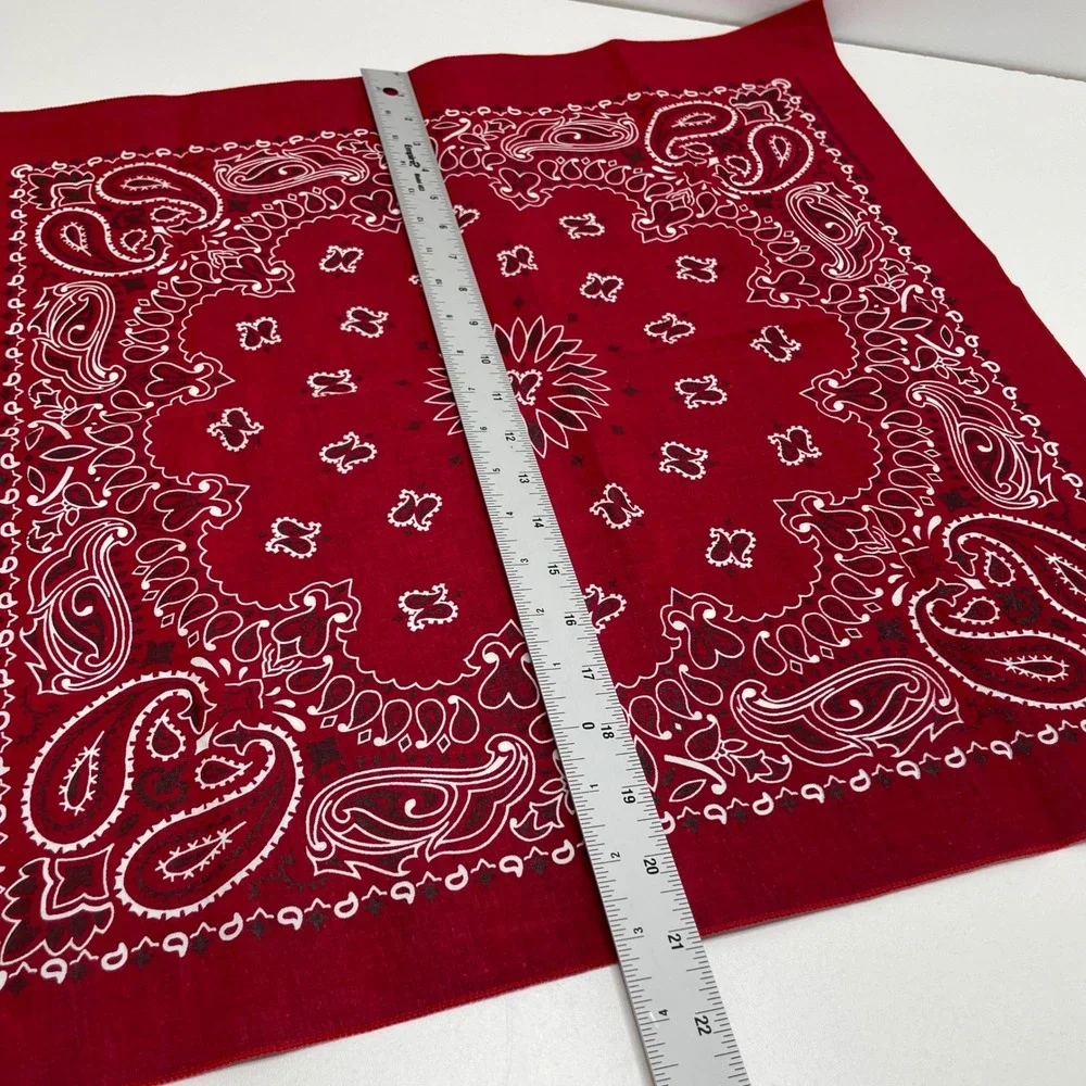 Lot of 10 Pc Vintage Hav-A-Hank Paisley Bandanas Red Navy Blue Cotton Made USA